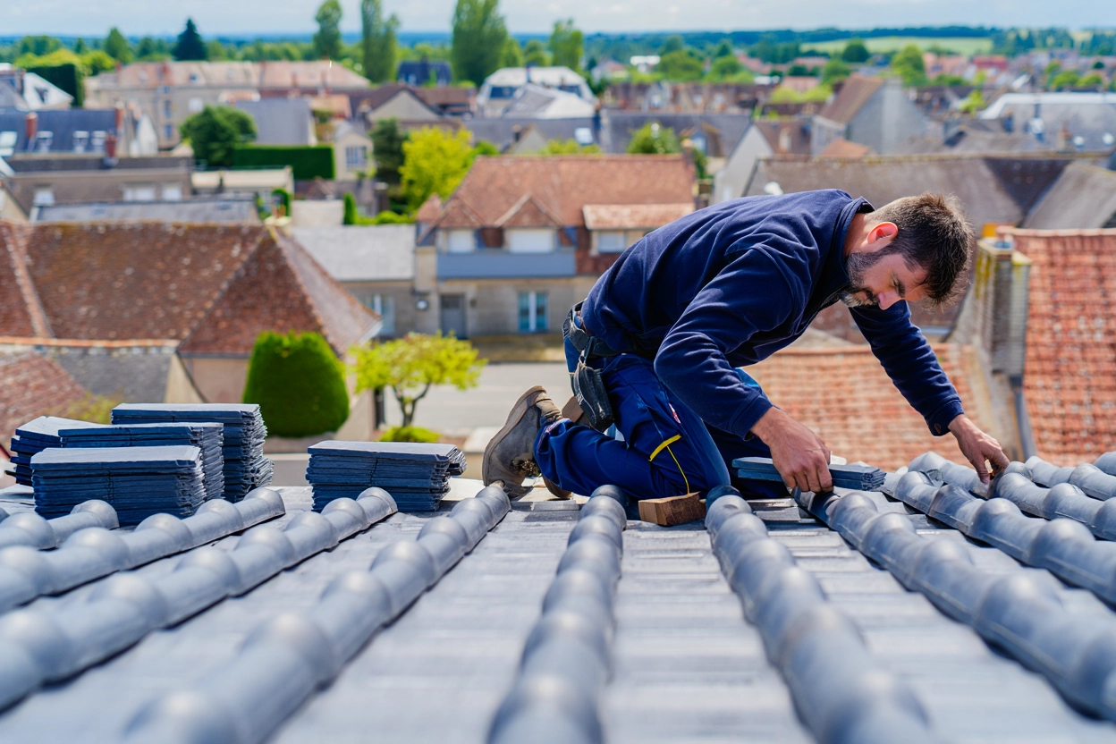 Artisan couvreur en Essonne réalisant une rénovation de toiture